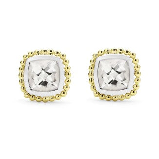CAVIAR COLOR LAGOS Sterling Silver And 18K Gold and White Topaz Stud Earrings