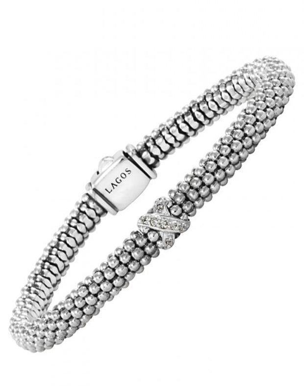 Sterling Silver and Diamond LAGOS "X" Station Bracelet