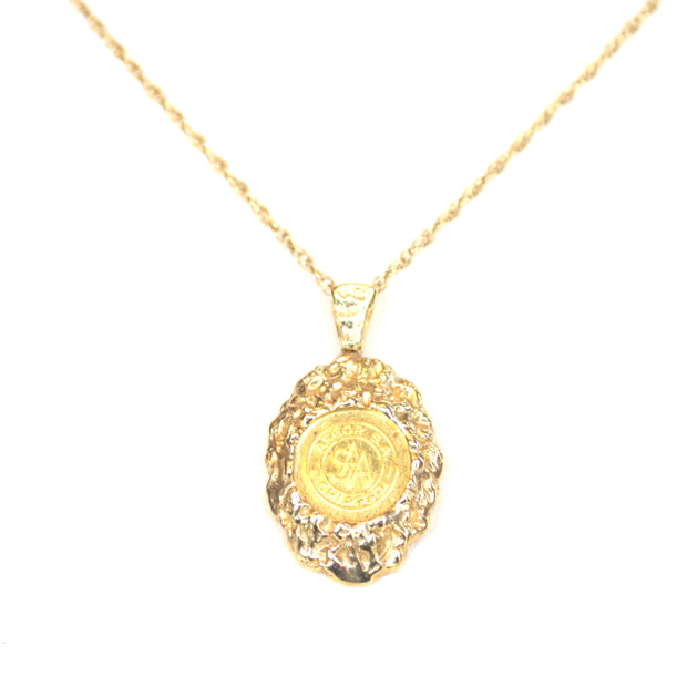 24K Yellow Gold Estate Charm On 14K Yellow Gold Chain