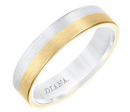 14K Two-Tone Flat Goldman Luxe Wedding Band Featurng Satin Finish