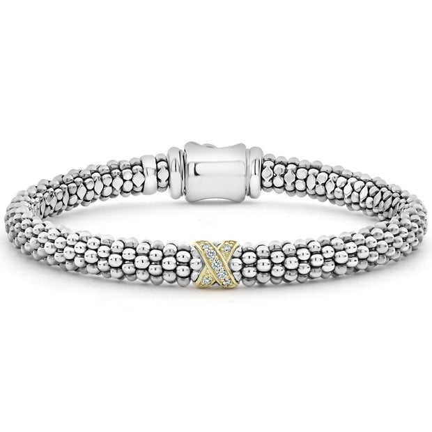 Sterling Silver and 18K Yellow Gold Diamond LAGOS Bracelet