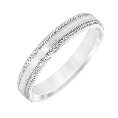 14K White Gold Wedding Band Featuring Rope Detail