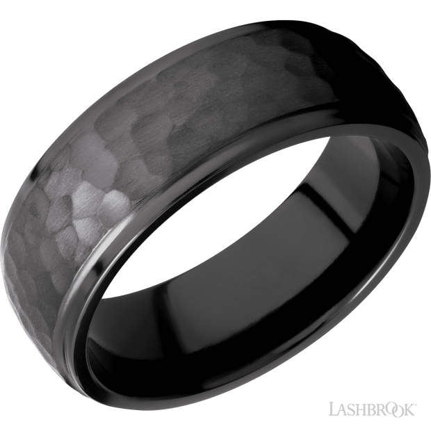 Lashbrook 8 Mm Wide Domed Stepped Down Edges Zirconium Band