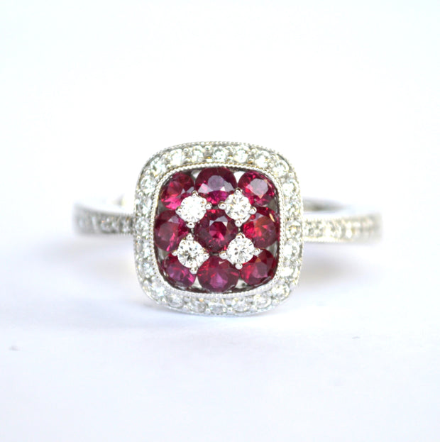 18k White gold Ruby and Diamond Ring