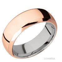 Lashbrook 8 Mm Wide Domed Bevel 14K Rose Gold Band Featuring A 14K White Gold Sleeve