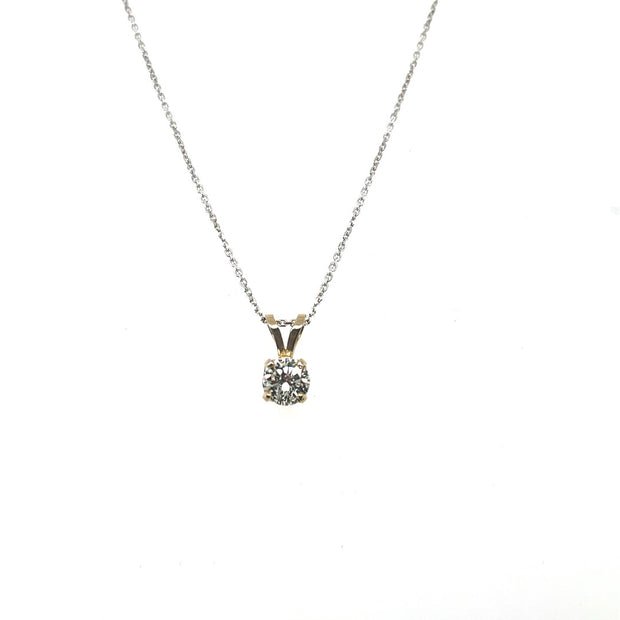 14k White Gold Diamond Solitare Necklace .75ct