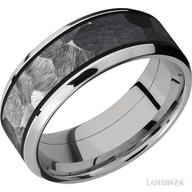 8 Mm Wide/Beveled/Cobalt Chrome Band With One 5 Mm Centered Inlay Of Tantalum