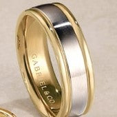 14K Two-Tone Gabriel & Co. Wedding Band Featuring Brushed Detail