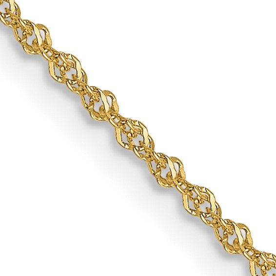 Gold Chain 14K Yellow Gold 1mm Sparkle Singapore Chain Length 20"