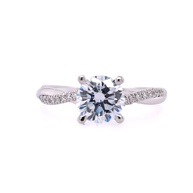 14K White Gold Gabriel & Co. Diamond Engagement Ring Featuring Twisted Shank
