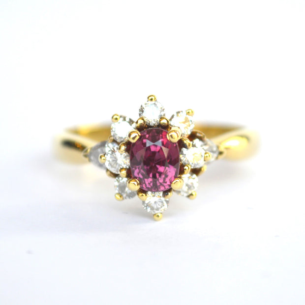 18k Yellow Gold Ruby and Diamond Ring