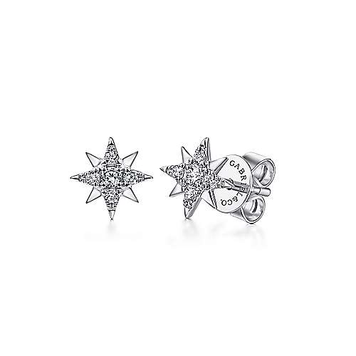 14K White Gold Gabriel & Co. Diamond Star Earrings