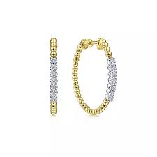 14K Yellow Gold Gabriel & Co. Bujukan Diamond Hoop Earrings
