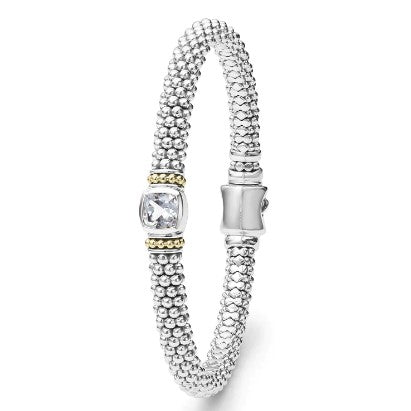 LAGOS Sterling Silver White Topaz Caviar Bracelet | 6mm