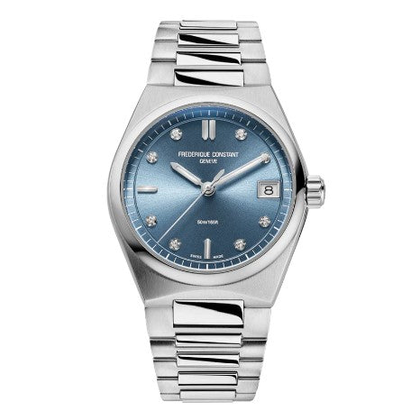Frederique Constant Highlife Quartz Watch Featuring Light Blue Dial With Sunray Finishing