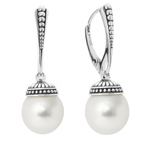 LAGOS Sterling Silver Luna Pearl Drop Earrings Featuring Two 10MM Pearls