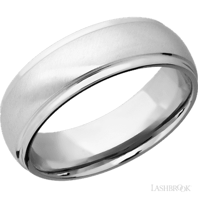 Lashbrook 7 Mm Wide Domed Stepped Down Edges 14K White Gold Band
