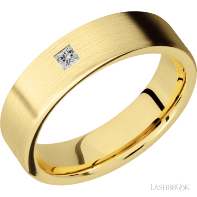 Lashbrook 6 Mm Wide/Flat/14K Yellow Gold Band With An Arrangement Of 1 .1 Carat Princess Diamond
