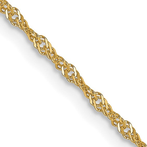 Gold Chain 14K Yellow Gold 1mm Singapore Chain Lobster Clasp Length 18"