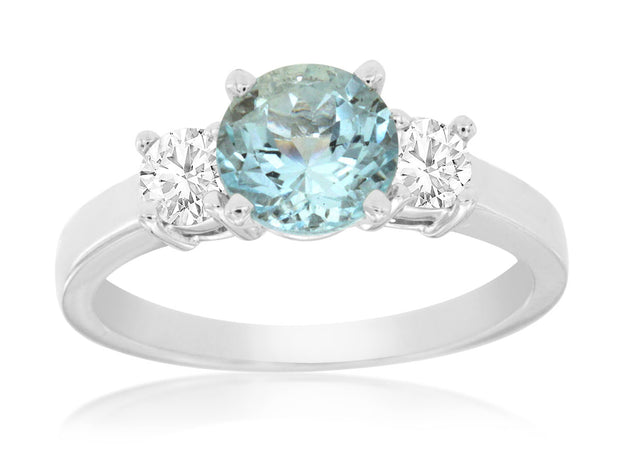 14k White Gold Private Label Aquamarine and Diamond Ring
