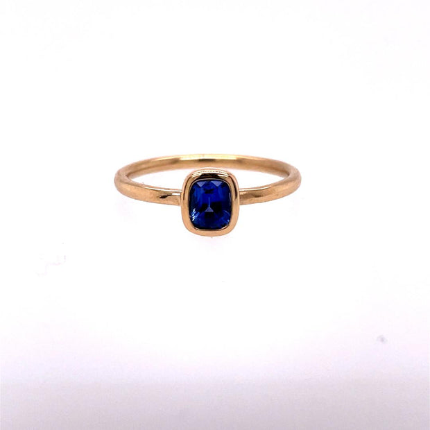 14k Yellow Gold bezel set Sapphire Ring