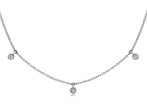14K White Gold Private Label Diamond Drop Necklace
