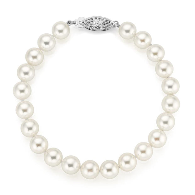 Pearl Bracelet Featuring 7.00-7.50MM Round Akoya Pearls And 14K White Gold Clasp