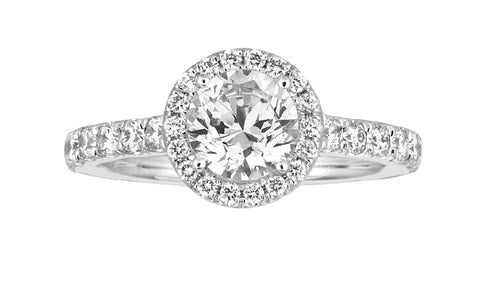 14K White Gold Martin Flyer Micropave Diamond Engagement Ring