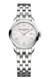 Baume & Mercier Clifton Stainless Steel Watch Featuring Silver Tone Dial