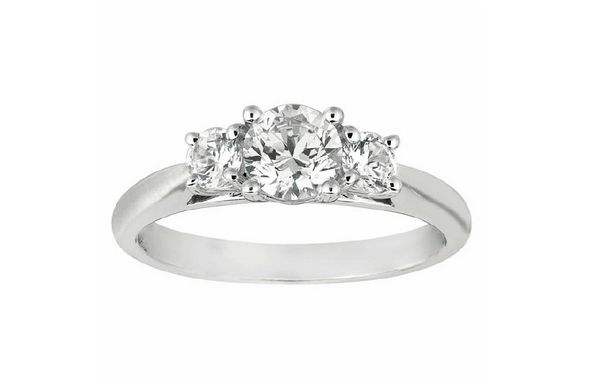 14k White Gold Martin Flyer Three Stone Diamond Engagement Ring