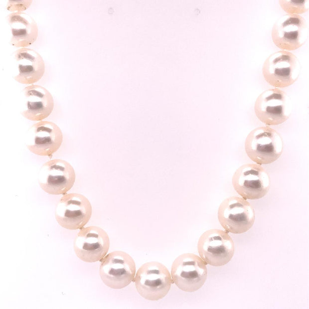 Pearl Necklace 18" Single Strand Featuring 9.50-10.40Mm Round Fresh Water Pearls And 14K White Gold Clasp