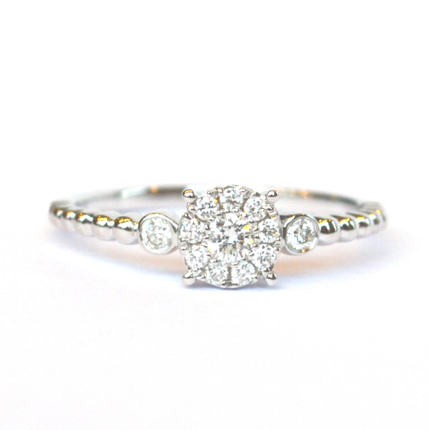 14K White Gold Contemporary Diamond Cluster Ring