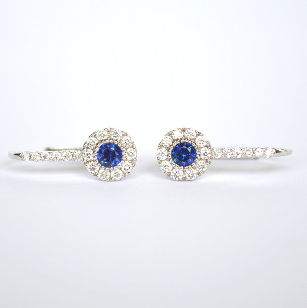 18K White Gold Sapphire And Diamond Drop Earrings