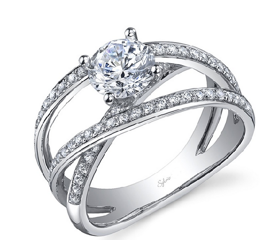 14k White Gold Sylvie Collection Diamond Engagement Ring