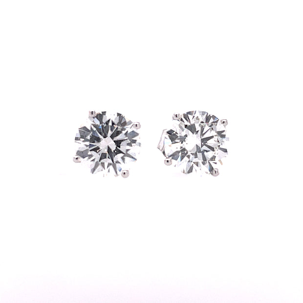 14K Lab Grown Diamond Earrings Featuring Two Round Diamonds For A Total Weight Of 3.00CT