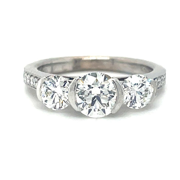 18K White Gold Hearts On Fire Diamond Three Stone Engagement Ring