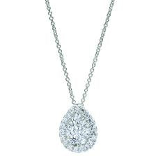 Gabriel & Co of NY Diamond Pendant- 14 Karat White Gold Pear Shaped Cluster Pendant With 0.59Tw Round Diamonds.