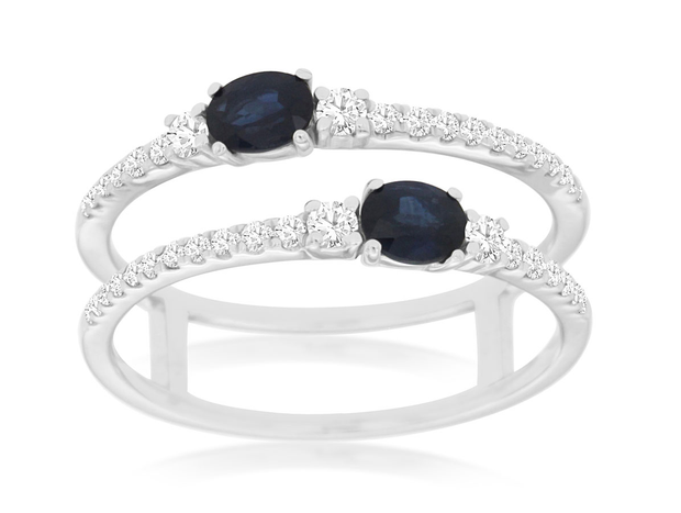 14K White Gold Sapphire And Diamond Fashion Band