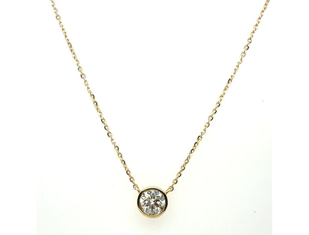 14K Yellow Gold Diamond Bezel Pendant