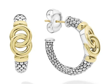 LAGOS Signature Caviar 18K & Sterling Silver Interlocking Hoop Earrings