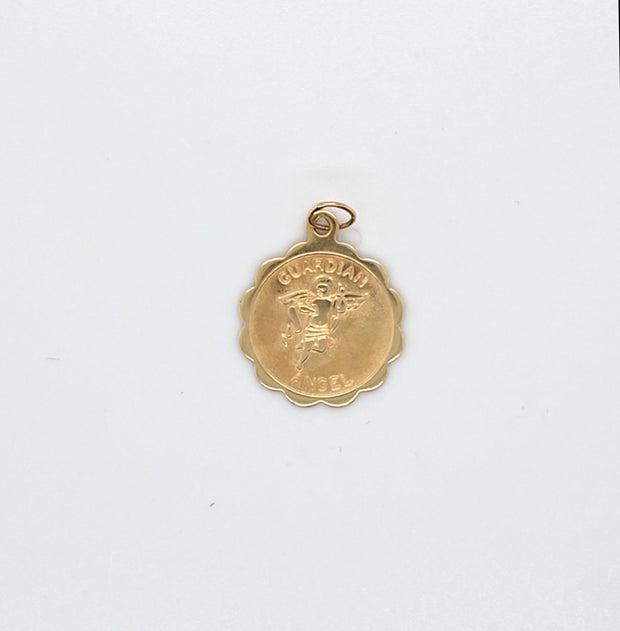 14K Yellow Guardian Angel Pendant Charm