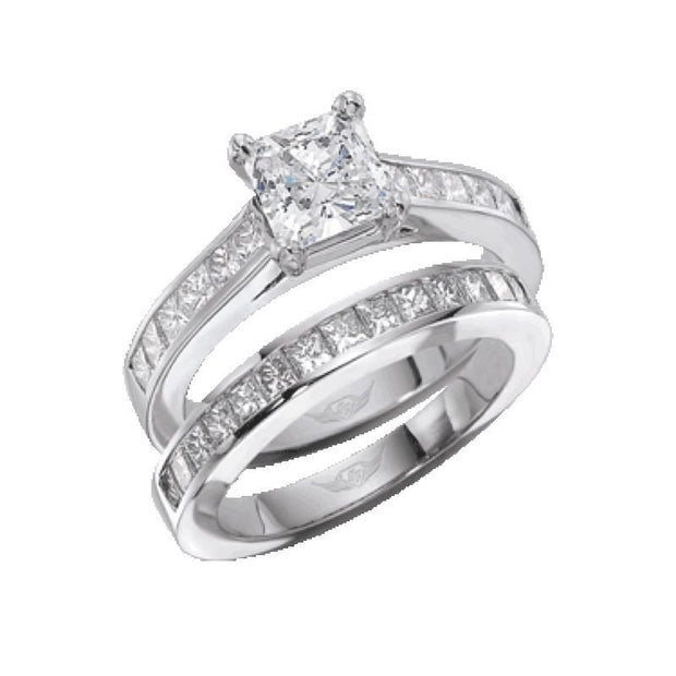 18K White Gold Martin Flyer Diamond Engagement Ring Channel Set