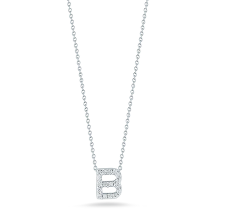 Roberto Coin 18K WHITE GOLD TINY TREASURES DIAMOND LOVE LETTER “B” NECKLACE
