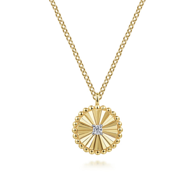 Gabriel & Co. 14K Yellow-White Gold Bujukan Diamond Cut Pendant Necklace