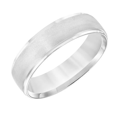 14K White Gold Comfort Fit Goldman Luxe Wedding Band Featuring Satin Finish And Polished Sides