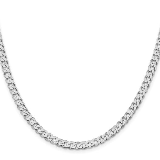 Sterling Silver Rhodium-plated Beveled Curb Chain