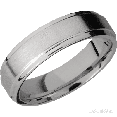 Lashbrook 6 Mm Wide Flat Grooved Edges Titanium Band