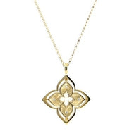 Roberto Coin 18K YELLOW GOLD VENETIAN PRINCESS PIROUETTE DIAMOND & MOTHER OF PEARL FLOWER NECKLACE