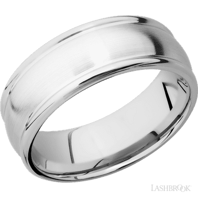Lashbrook 8 Mm Wide Domed Rounded Edges 14K White Gold Band