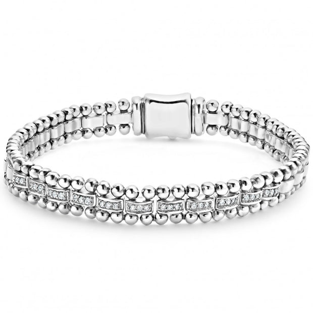 Sterling Silver and Diamond Caviar Spark LAGOS Bracelet